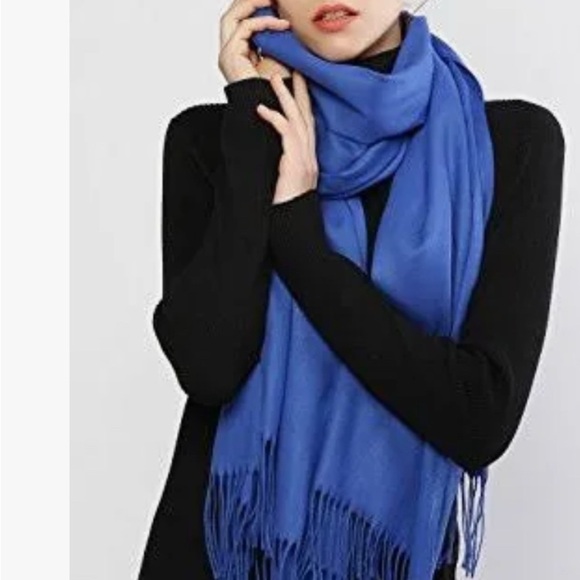 NWT Pashmina | Blue Scarf Luxurious Wrap with Fringe - Picture 1 of 3